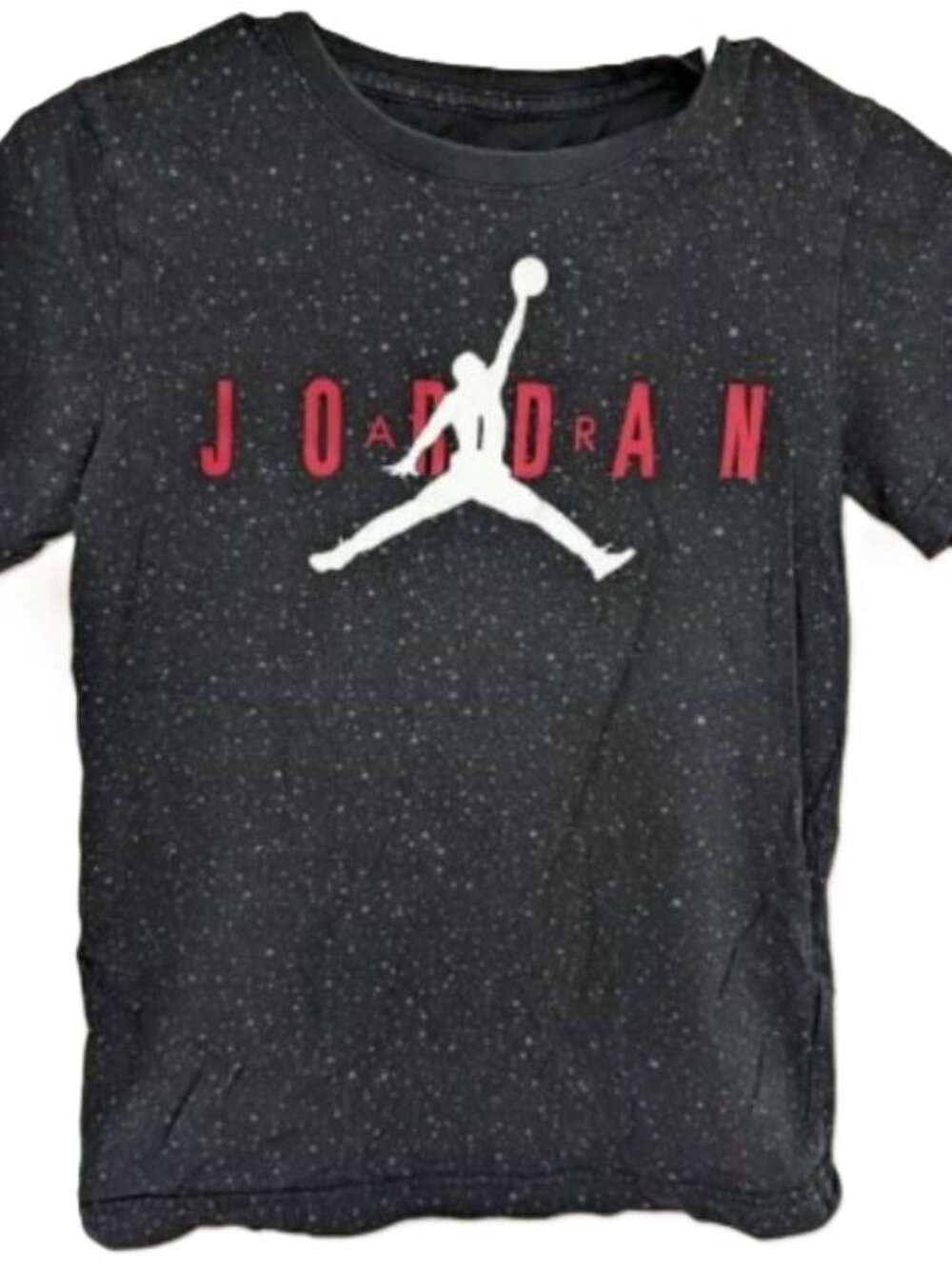 NWOT - Jordan Speckled Black Tee with White/Red Logo. Youth Medium (10-12)